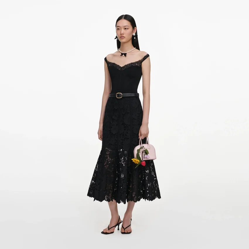 Black Lace Midi Skirt Black Lace Midi Skirt