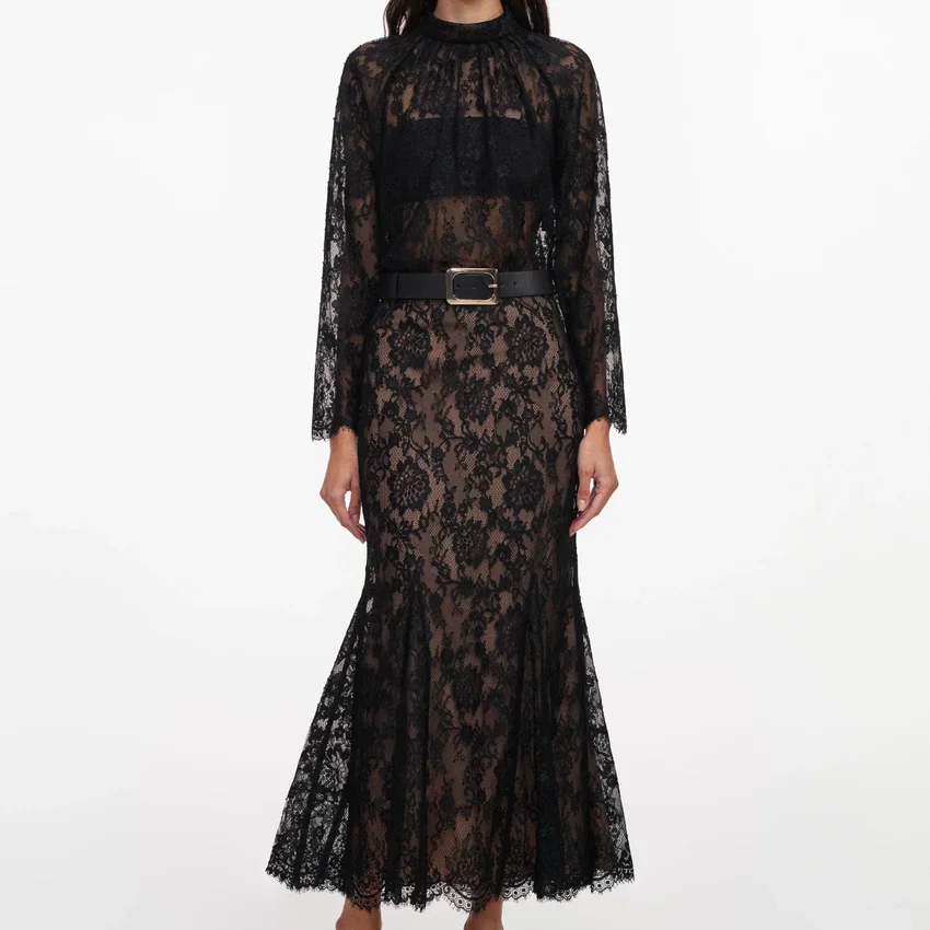Black Lace Midi Skirt Black Lace Midi Skirt