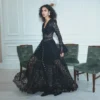 Black Lace Ruffle Maxi Dress