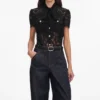 Black Lace Tie Neck Top