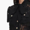 Black Lace Tie Neck Top