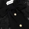 Black Lace Tie Neck Top