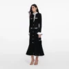 Black Lace Trim Knit Midi Dress
