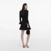 Black Lace Trim Knit Mini Dress