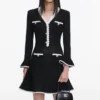 Black Lace Trim Knit Mini Dress