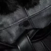 Black Leather Faux Fur Collared Coat