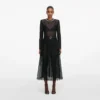 Black Organza Lace Midi Skirt