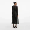 Black Organza Lace Midi Skirt