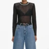 Black Organza Lace Top