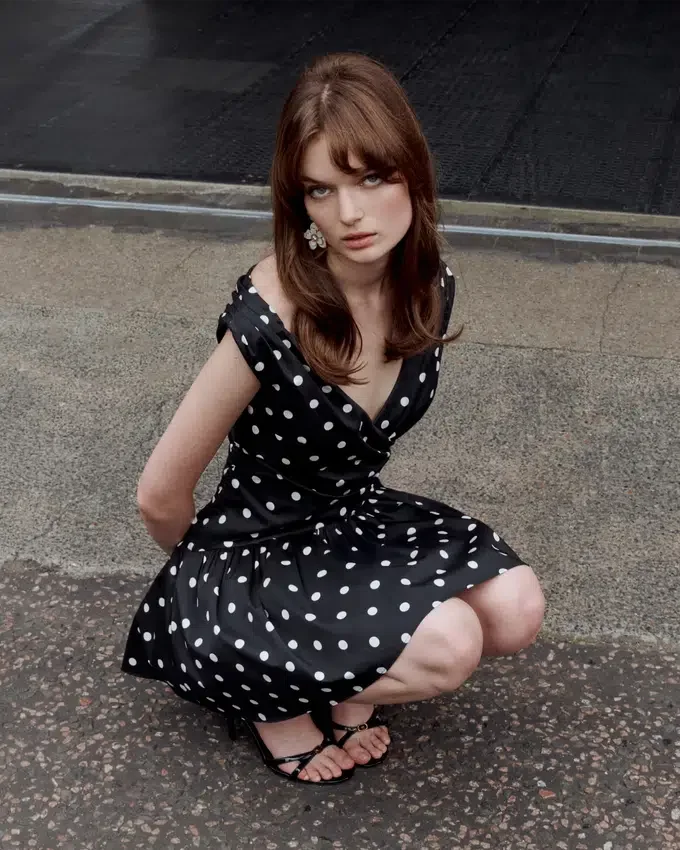 Black Polka Dot Cotton Mini Dress Black Polka Dot Cotton Mini Dress