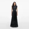 Black Polka Dot Frill Maxi Dress