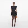 Black Polka Dot Frill Mini Dress