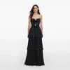 Black Polka Dot Tiered Maxi Dress