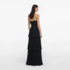 Black Polka Dot Tiered Maxi Dress