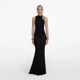 Black Racer Back Viscose Knit Maxi Dress