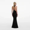 Black Racer Back Viscose Knit Maxi Dress