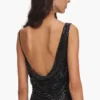 Black Rhinestone Draped Maxi Dress