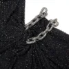Black Rhinestone Embellished Maxi Dress