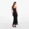 Black Satin Lace Midi Dress