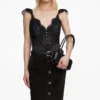 Black Satin Lace Top