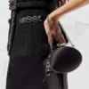 Black Satin Oval Clutch