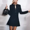 Black Sequin Knit Mini Dress
