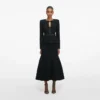 Black Sequin Knit Tailored Midi Dress