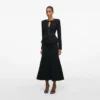 Black Sequin Knit Tailored Midi Dress