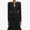 Black Sequin Knit Tailored Midi Dress