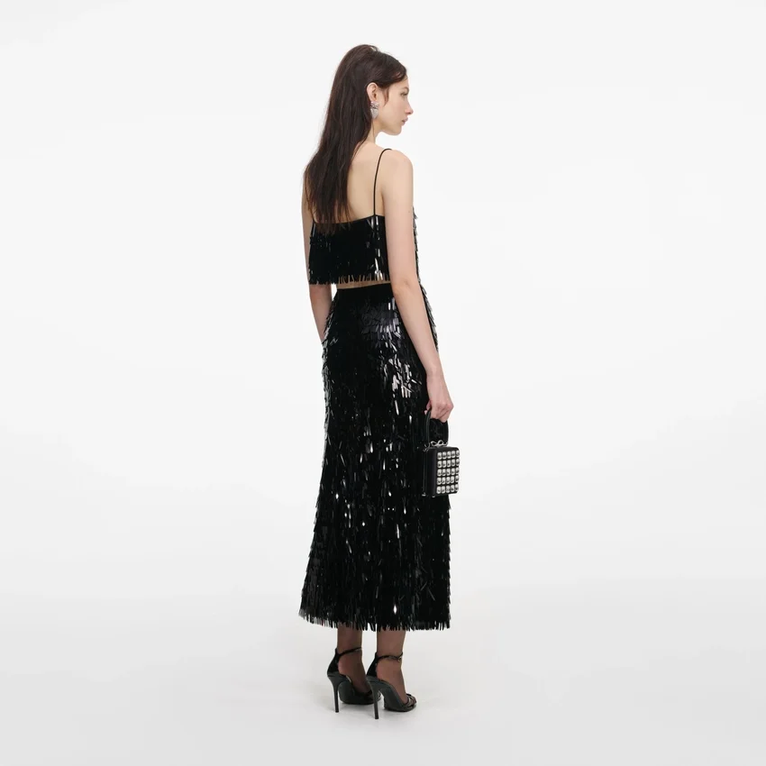 Black Sequin Midi Skirt Black Sequin Midi Skirt