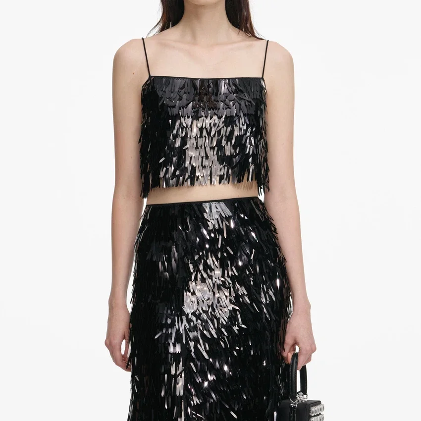 Black Sequin Midi Skirt Black Sequin Midi Skirt