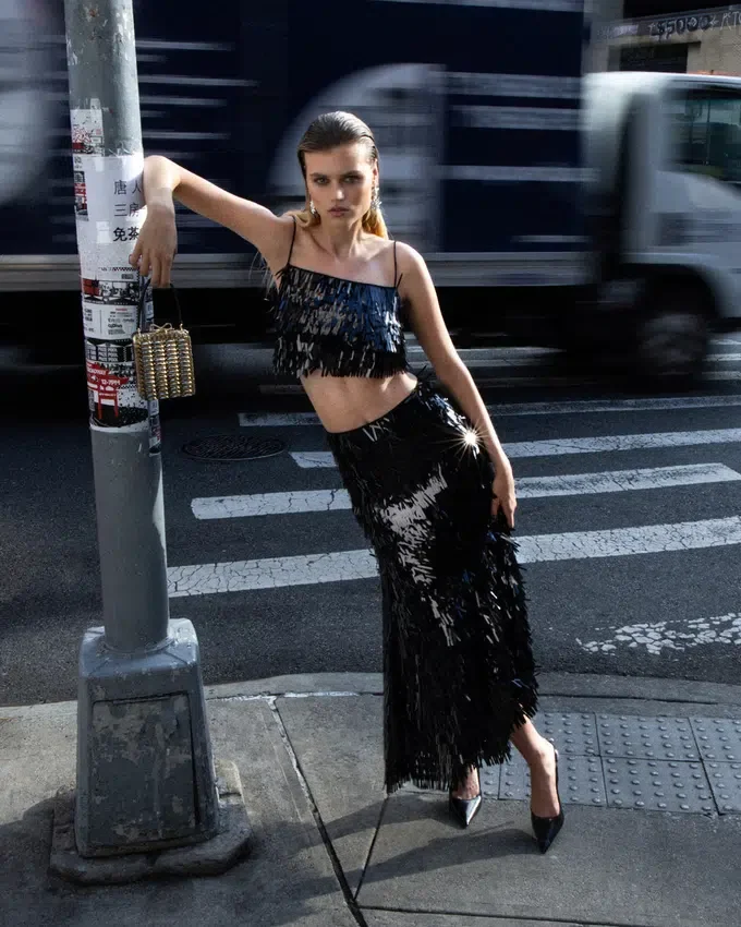Black Sequin Midi Skirt Black Sequin Midi Skirt