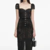 Black Sweetheart Lace Midi Dress
