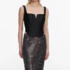 Black Taffeta Corset Top