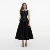 Black Taffeta Peplum Midi Dress Black Taffeta Peplum Midi Dress
