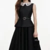 Black Taffeta Peplum Midi Dress Black Taffeta Peplum Midi Dress