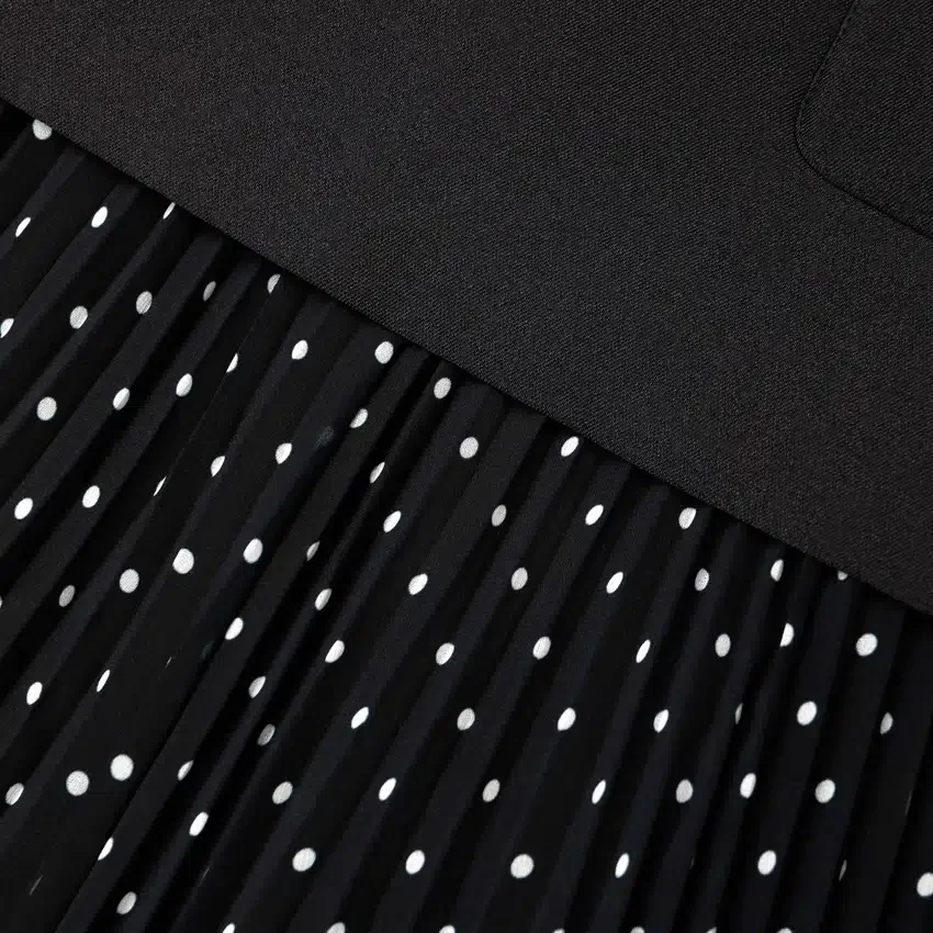 Black Taffeta Polka Dot Midi Dress Black Taffeta Polka Dot Midi Dress