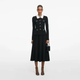 Black Tailored Knit Midi Dress