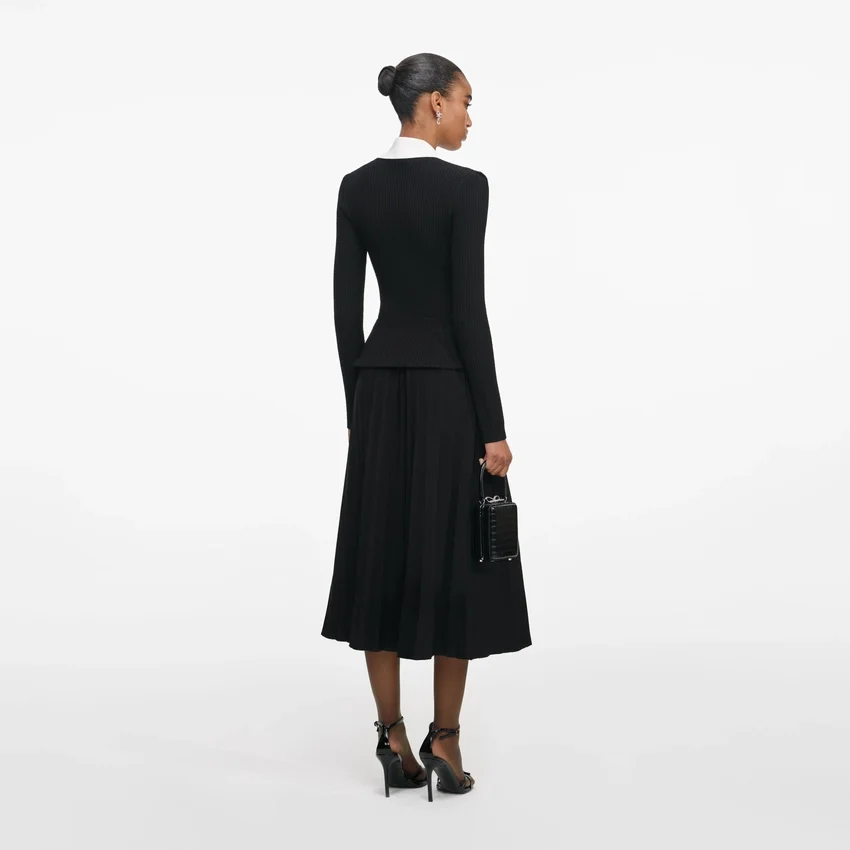 Black Tailored Knit Midi Dress Black Tailored Knit Midi Dress