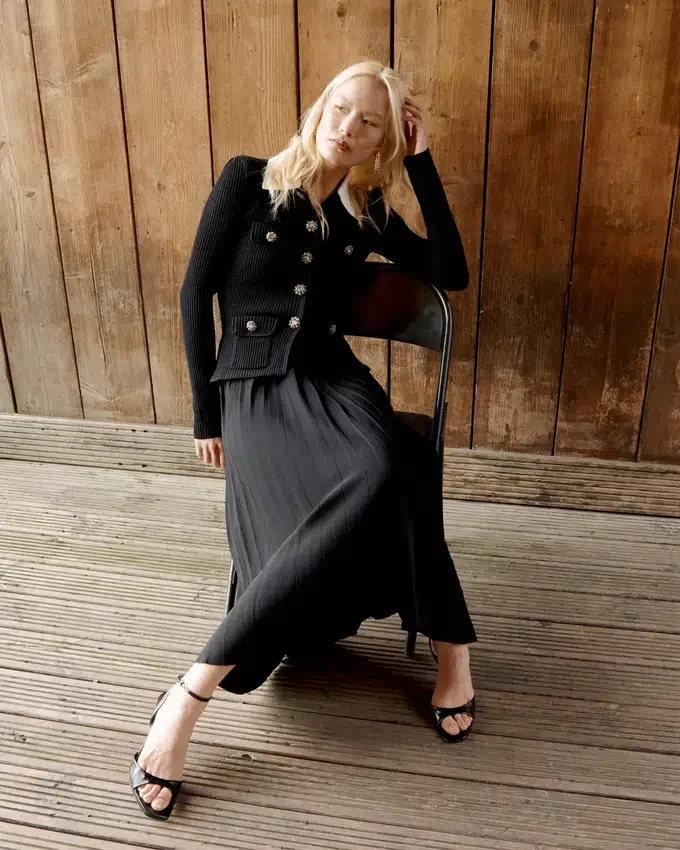 Black Tailored Knit Midi Dress Black Tailored Knit Midi Dress