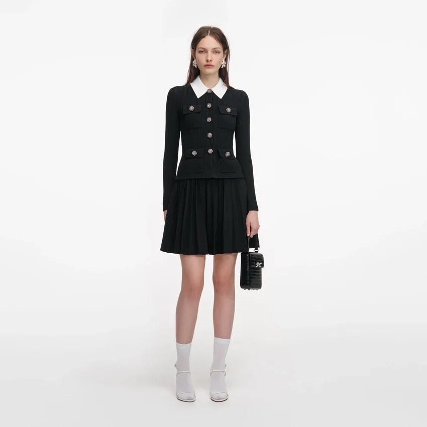 Black Tailored Knit Mini Dress Black Tailored Knit Mini Dress