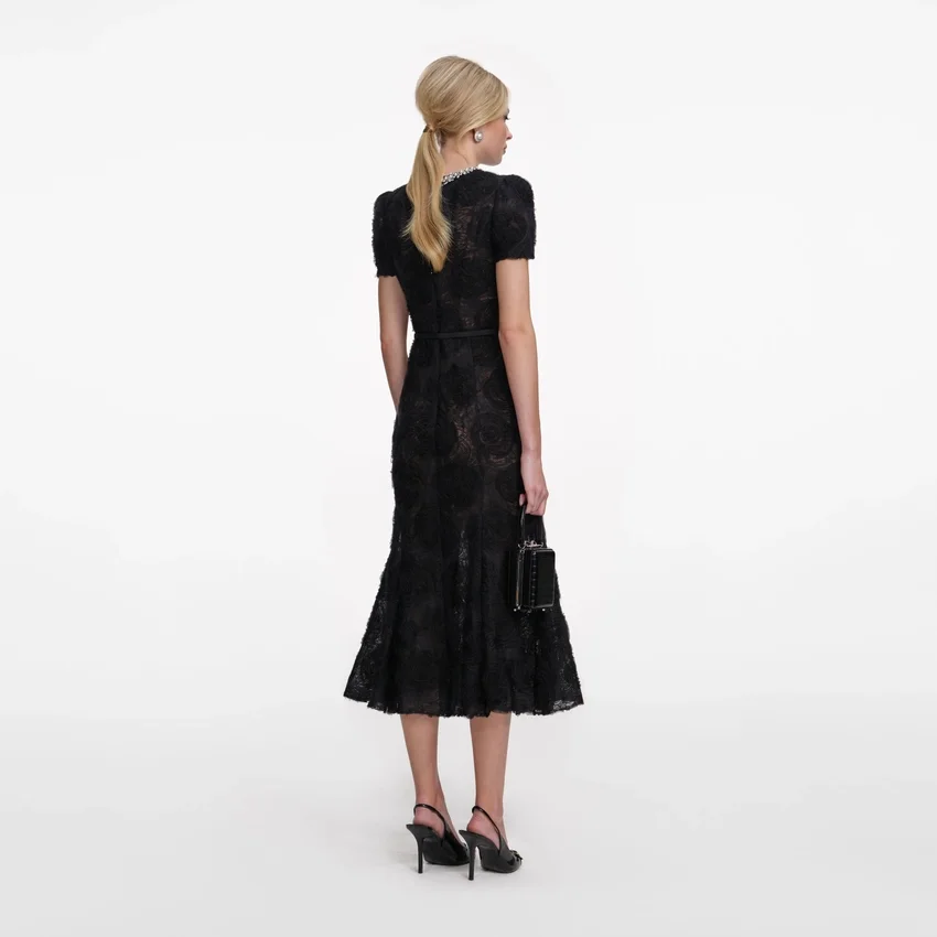 Black Tulle Lace Midi Dress Black Tulle Lace Midi Dress