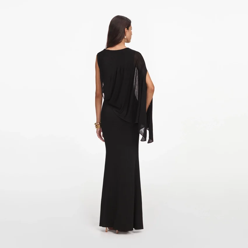 Black Viscose Knit One Shoulder Maxi Dress Black Viscose Knit One Shoulder Maxi Dress