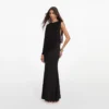 Black Viscose Knit One Shoulder Maxi Dress Black Viscose Knit One Shoulder Maxi Dress