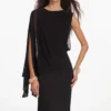 Black Viscose Knit One Shoulder Maxi Dress Black Viscose Knit One Shoulder Maxi Dress
