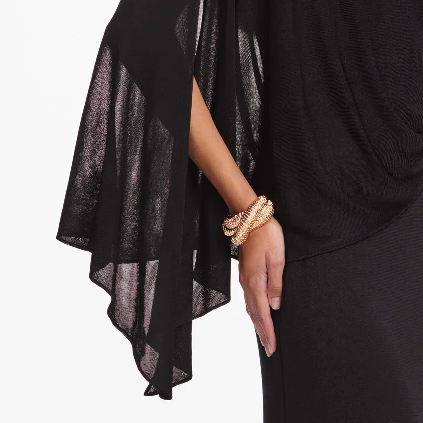 Black Viscose Knit One Shoulder Maxi Dress Black Viscose Knit One Shoulder Maxi Dress