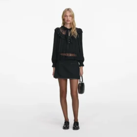 Black Viscose Lace Blouse