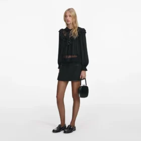 Black Viscose Lace Blouse