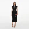 Black Wool Crepe Midi Dress