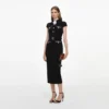 Black Wool Crepe Midi Dress